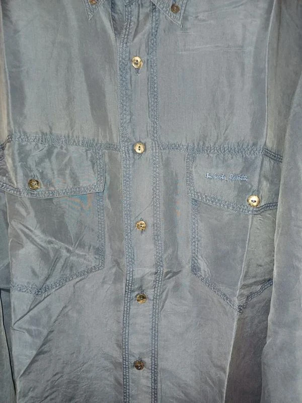 Camisa azul de seda da marca Umberto Rosetti tamanho Xl – photo 3